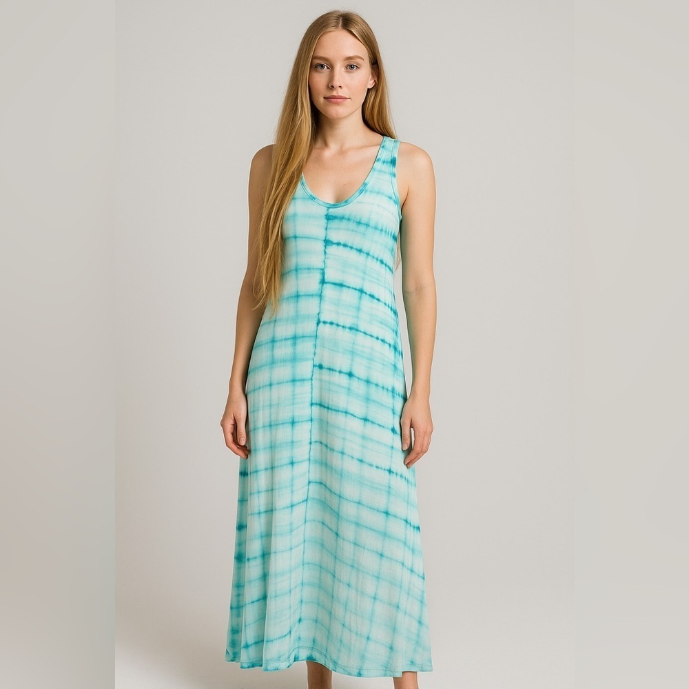 Fresh Produce Tie Dye Soft Rayon Stretch Sleeveless Maxi Dress Medium